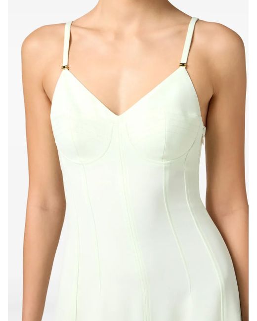 Elisabetta Franchi White Lace-Up Detail Crepe Midi Dress