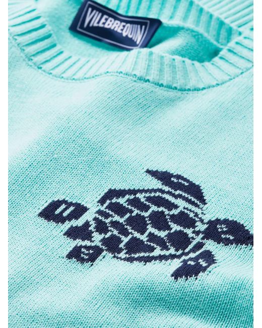 Vilebrequin Blue Embroidered-Logo Sweater for men