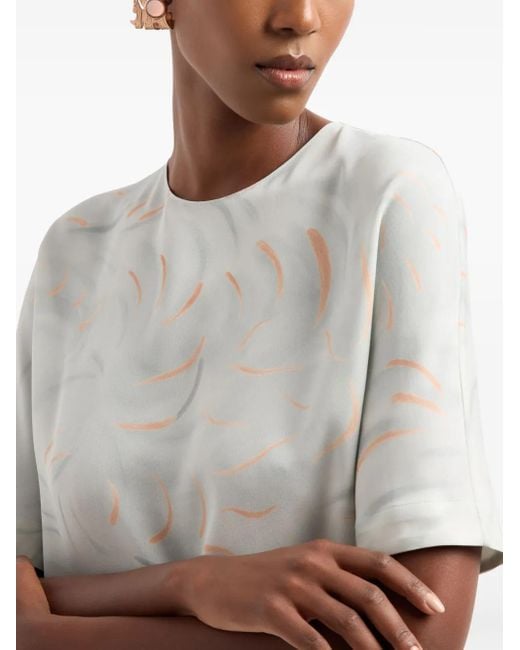 Giorgio Armani White Mulberry-Silk T-Shirt