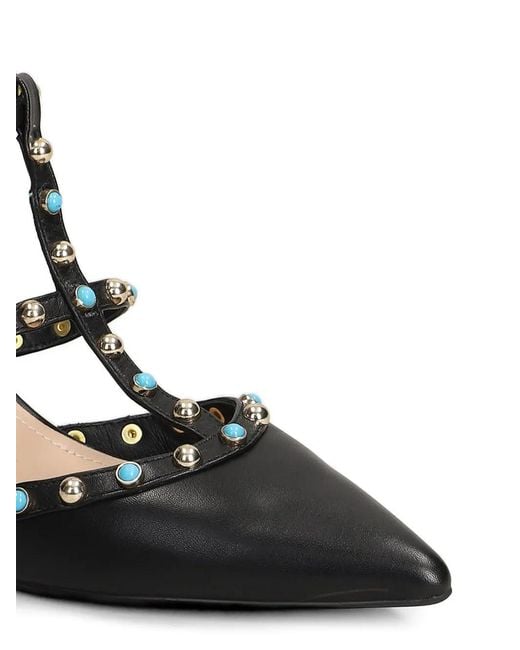 GOLD&ROUGE Black Glossy Stud-Embellished Pumps