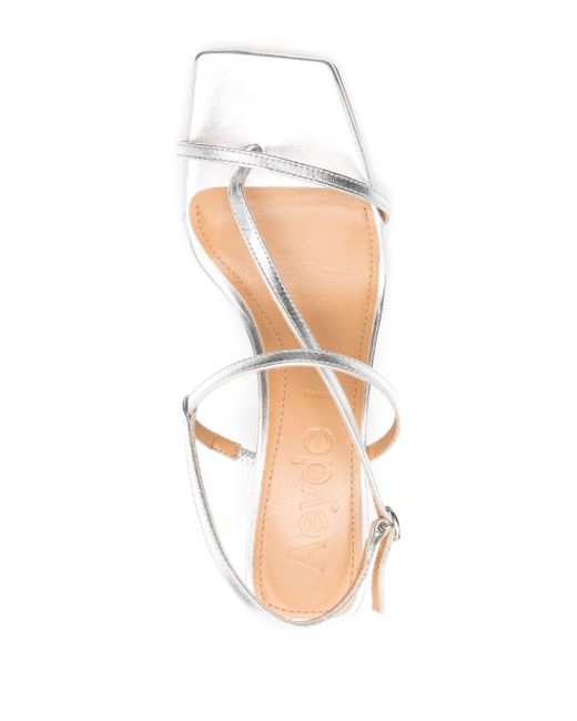 Aeyde White Elise 65mm Leather Sandals