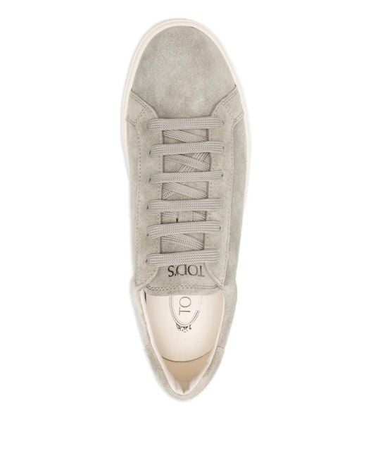Tod's White Allacciata Cassetta Suede Sneakers for men