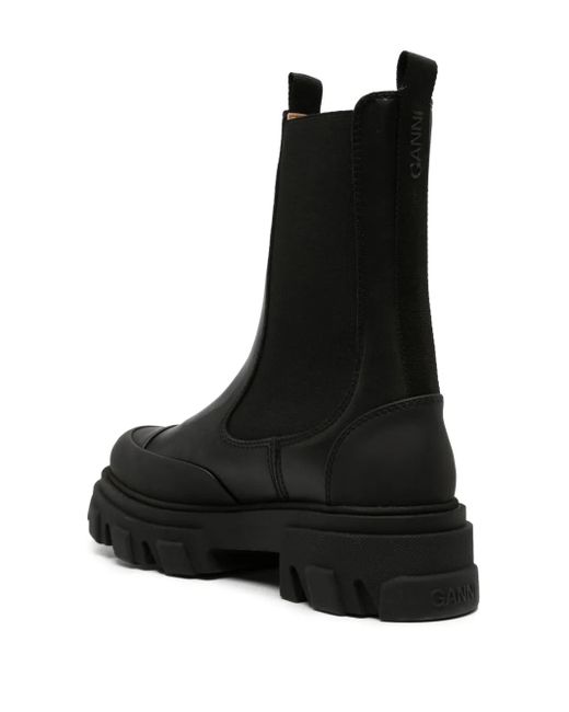 Bottines Chelsea À Effet Peau De Crocodile Ganni en coloris Black