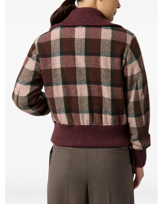 Paul & Shark Brown Check-Pattern Bomber Jacket