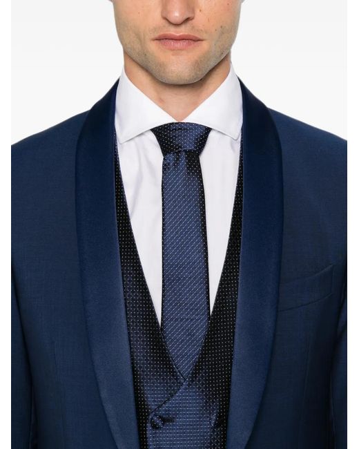 Carlo Pignatelli Blue Shawl-Lapel Single-Breasted Three-Piece Wool Suit for men