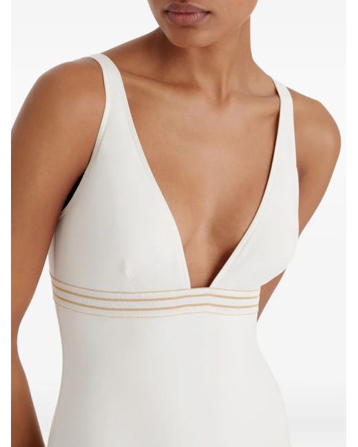 Eres White Sillage Plunge-Neck Swimsuit