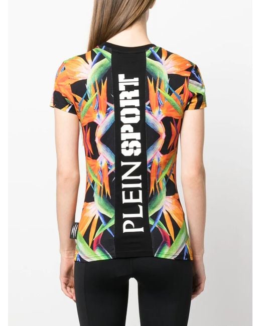 Philipp Plein Black Floral-Print Short-Sleeved Cotton T-Shirt