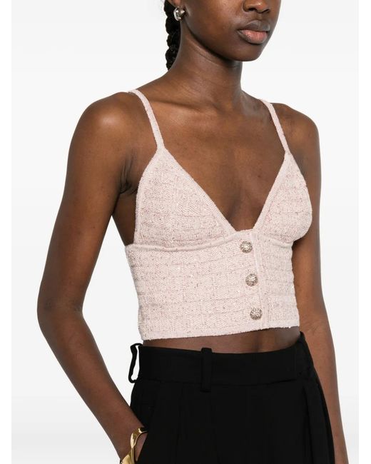 Alessandra Rich Natural Buttoned Top
