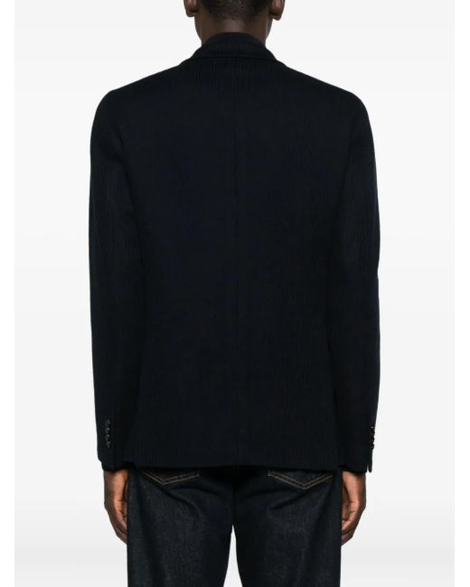 Tagliatore Black Double-Breasted Striped Jacket for men