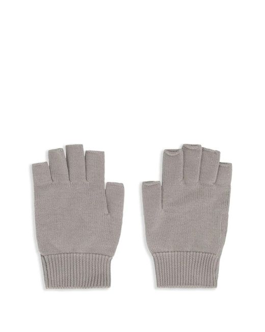 Rick Owens White Wool Knitted Gloves for men