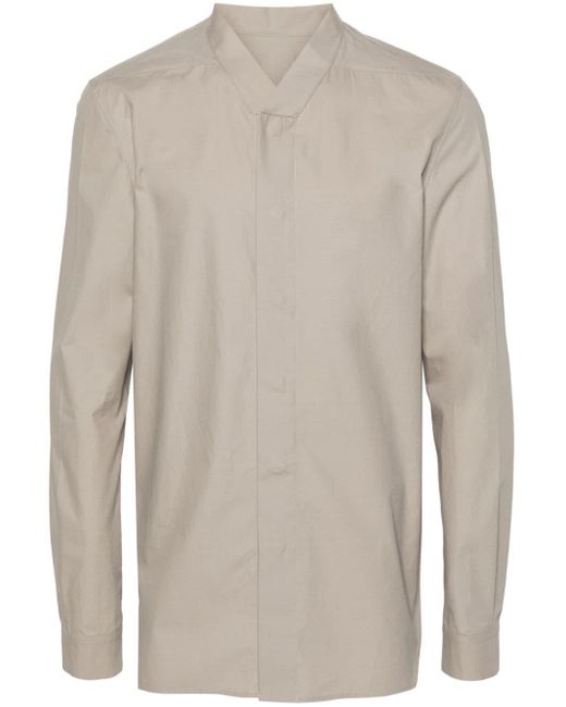 Rick Owens Gray V-neck Organic Cotton Shirt for men
