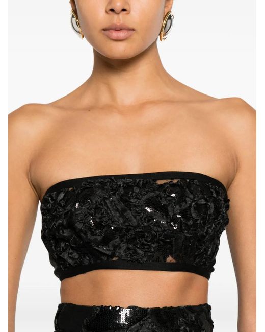 MITILIANE COUTURE Black Embroidered Bustier Top