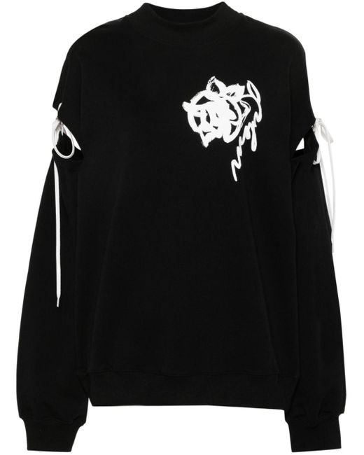 MSGM Black Cut Out-sleeve Sweatshirt