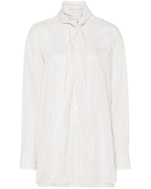 Dorothee Schumacher Gestreepte Blouse Met Sjaaldetail in het White