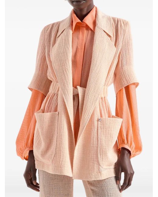 Genny Pink Veste Ceinturée À Poches Multiples