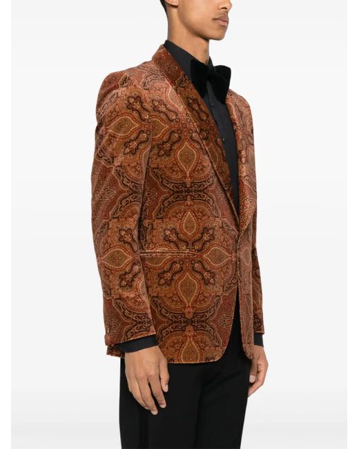 Fursac Brown Single-Breasted Blazer for men
