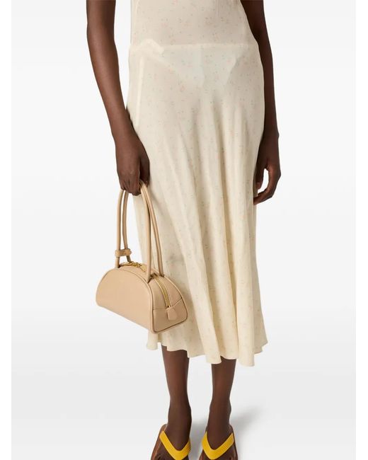 Miu Miu White Embroidered Marocain Crepe Dress