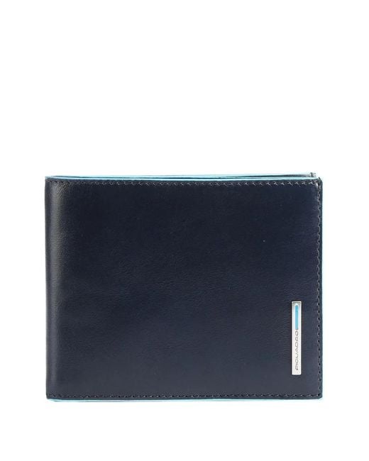 Piquadro Blue Contrast-Trim Bi-Fold Wallet for men