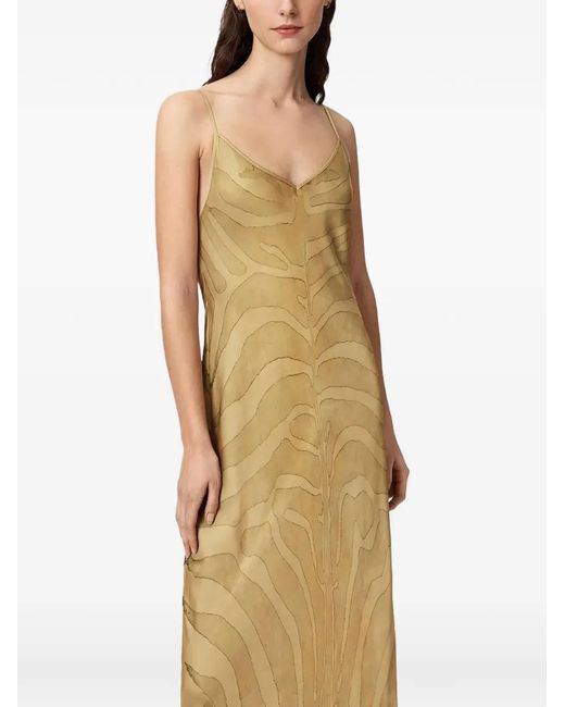 AllSaints Natural Robe Longue Leona À Imprimé Zébré