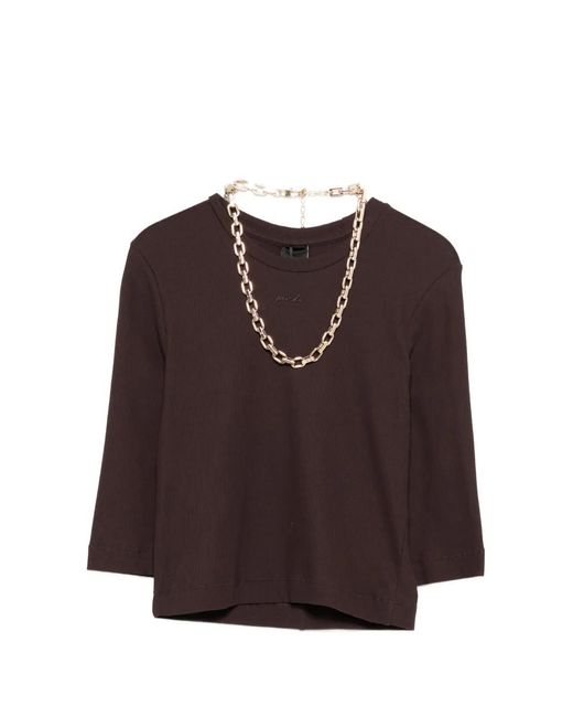 Pinko Brown Pull Crop À Détail De Chaîne