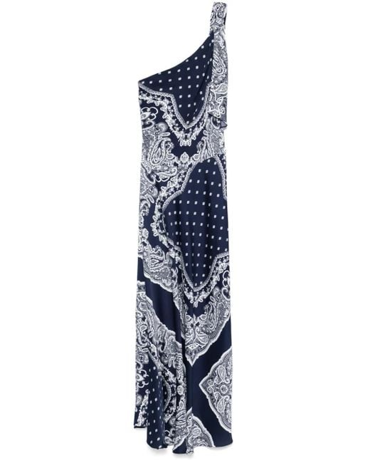 Sandro Blue Paisley-Print Maxi Dress