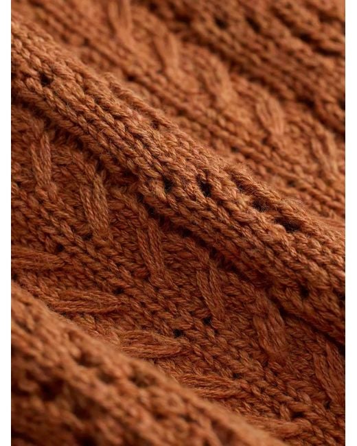 RRL Brown Buttoned Open-Knit Sweater