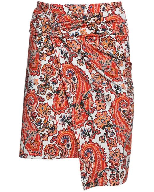 Rabanne Jupe Gathered-Detail Paisley-Print Skirt