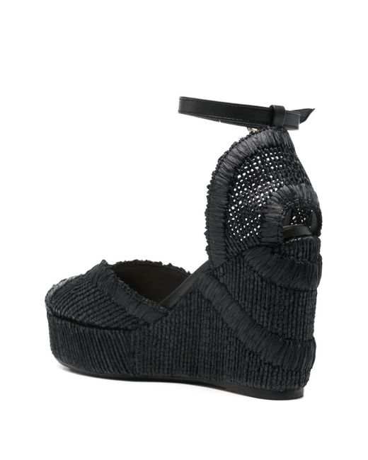 Castaner Black Charmie Ankle-Strap Platform Espadrilles