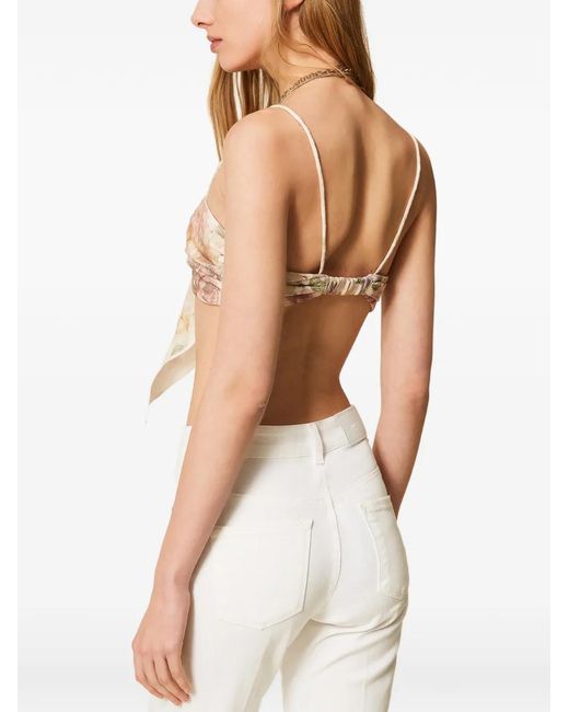 Twinset Natural Floral-Print Bustier Top