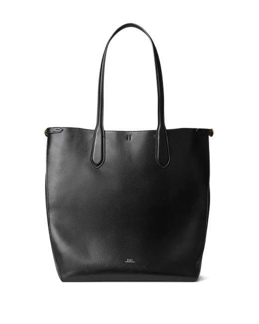 Polo Ralph Lauren Black Double-Handle Leather Tote Bag