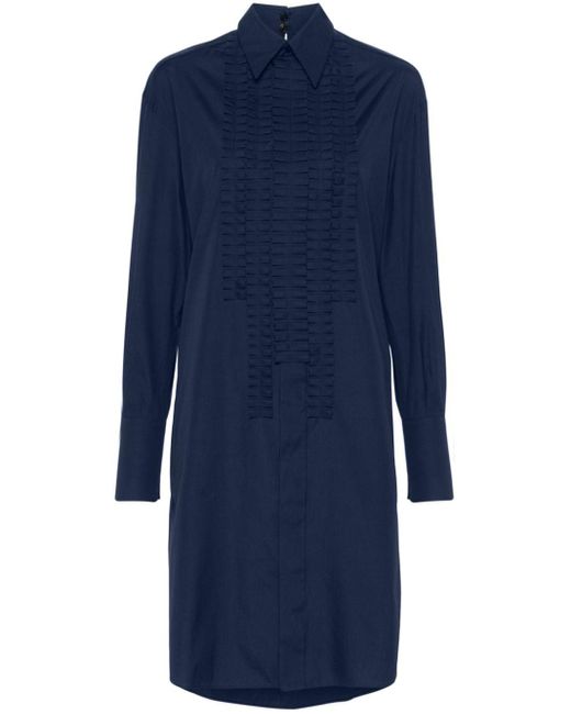 Robe courte en popeline à détails plissés Marni en coloris Blue