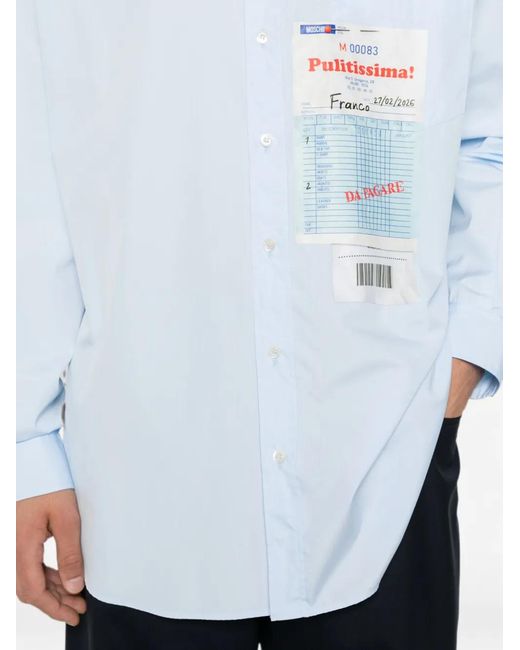 Moschino White Graphic-Print Patch-Pocket Shirt for men