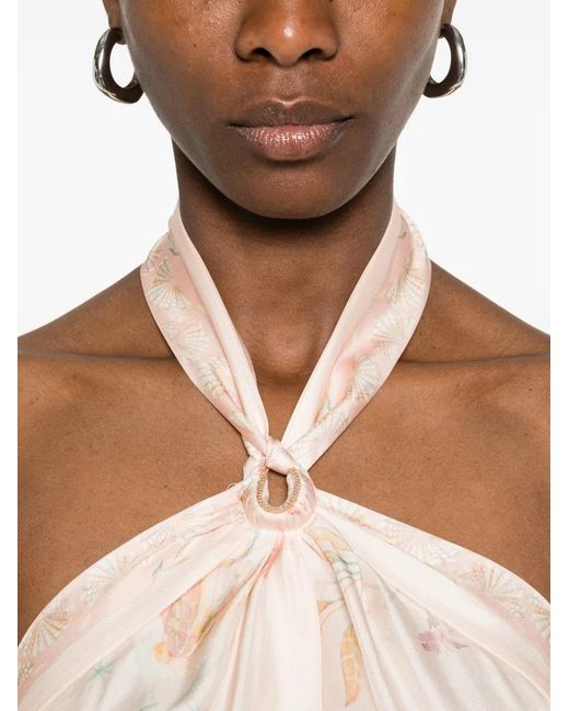 Forte_forte White Tie-Neck Floral-Print Maxi Dress