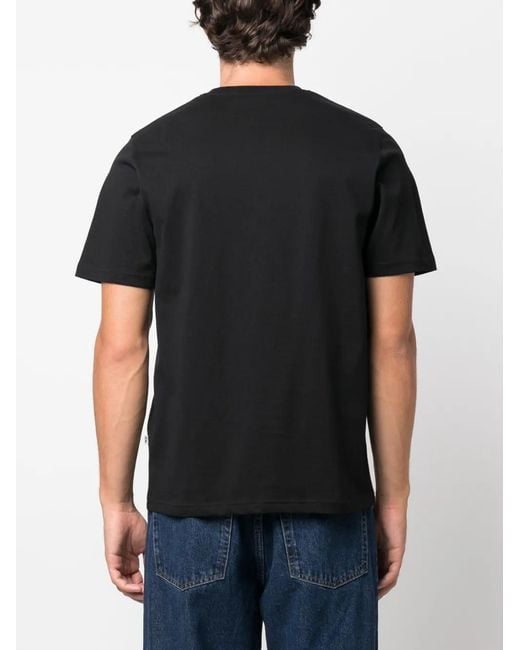 WOOD WOOD Black Logo-Print Cotton T-Shirt for men