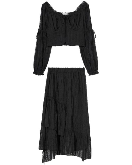 B+ AB Black Asymmetric Tulle Midi Skirt Set