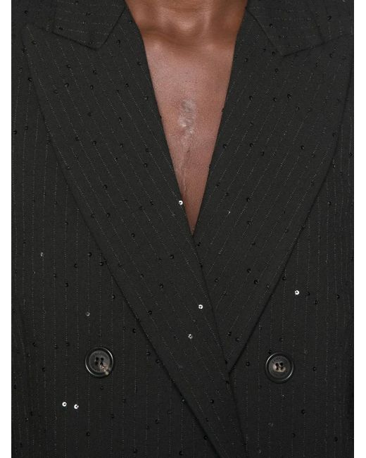 ERMANNO FIRENZE Black Sequin-Embellished Pinstripe Balzer