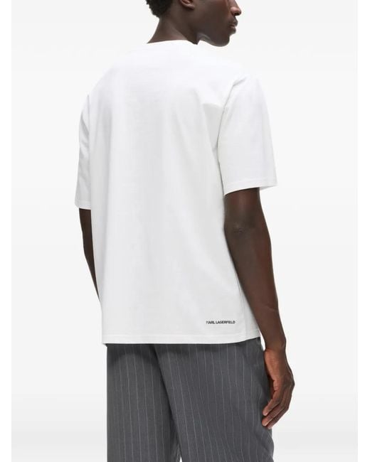 Karl Lagerfeld White Ikon Peeking Pocket T-Shirt for men