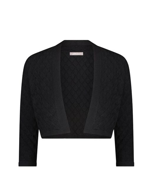 Lela Rose Black Open-Front Knit Bolero