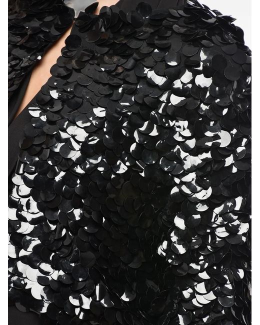 P.A.R.O.S.H. Black Sequin-Embellished Cropped Jacket