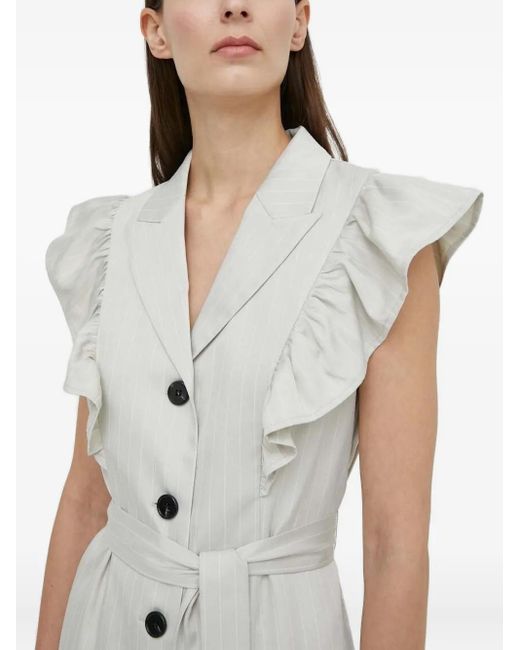 Abito Corto Gessato Con Arricciature di Bruuns Bazaar in White
