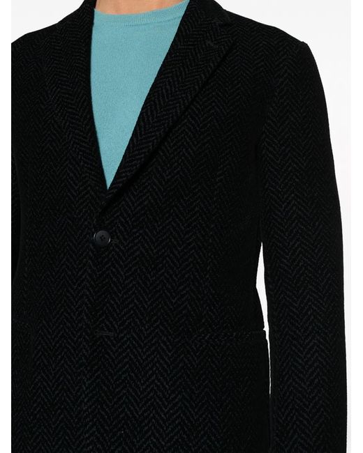 Giorgio Armani Black Textured-Finish Notched-Lapels Blazer for men