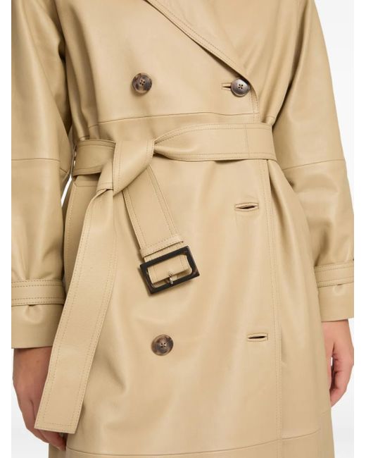 Yves Salomon Natural Belted Leather Trench Coat