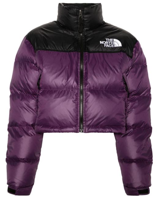The North Face Purple Nuptse Colour-block Puffer Jacket