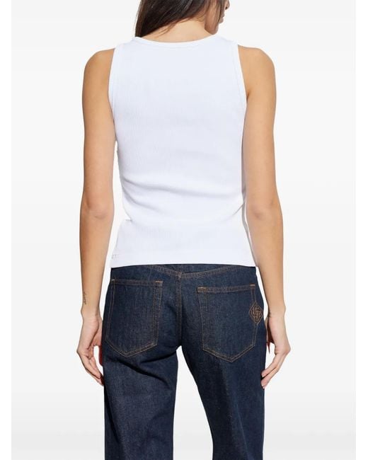 Casablanca White Ribbed Tank Top