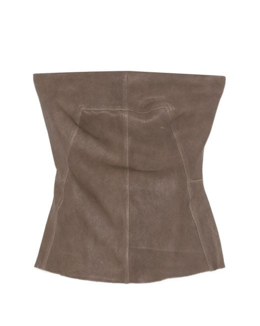 Rick Owens Brown Bustier Leather Top