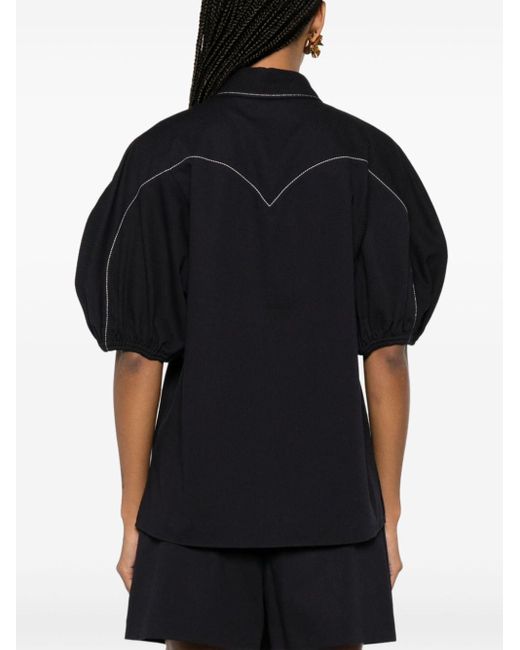 Chloé Black Contrast-stitching Cotton Polo Shirt - Women's - Cotton