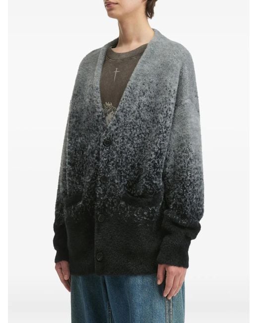 FIVE CM Gray Ombre-Effect Buttoned Cardigan for men