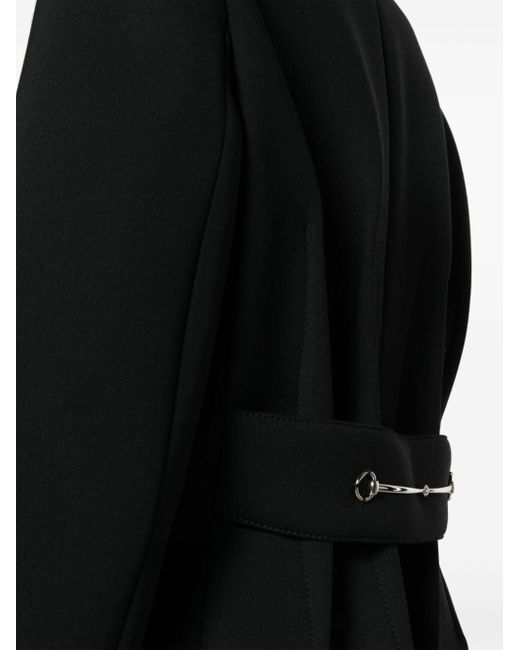 Gucci Black Horsebit-detail Midi Coat