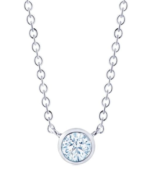 Kwiat Blue 18Kt Round Diamond Bezel Set Pendant Necklace