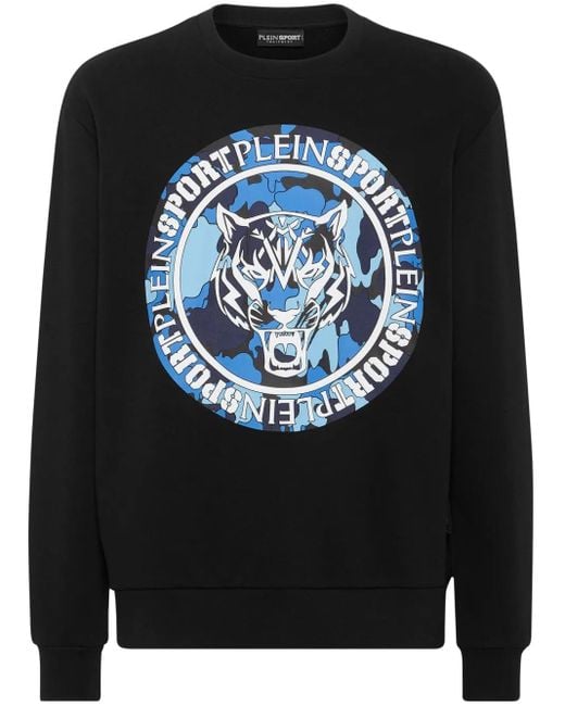 Philipp Plein Black Sweatshirt Ls Carbon Tiger for men